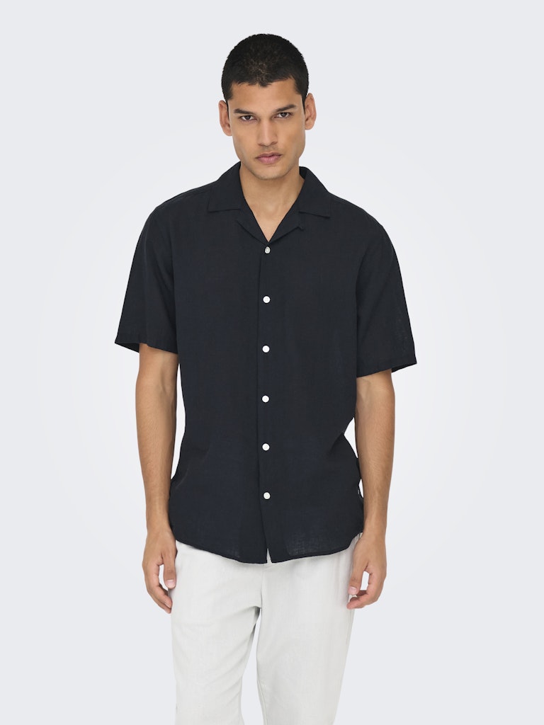 ONSCAIDEN LIFE SS SOLID RESORT LINEN - Black
