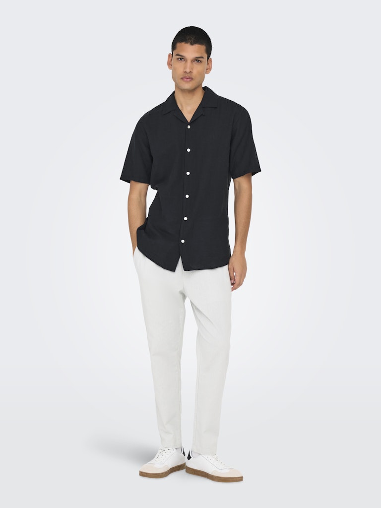 ONSCAIDEN LIFE SS SOLID RESORT LINEN - Black