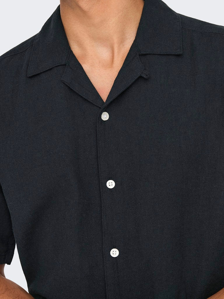 ONSCAIDEN LIFE SS SOLID RESORT LINEN - Black