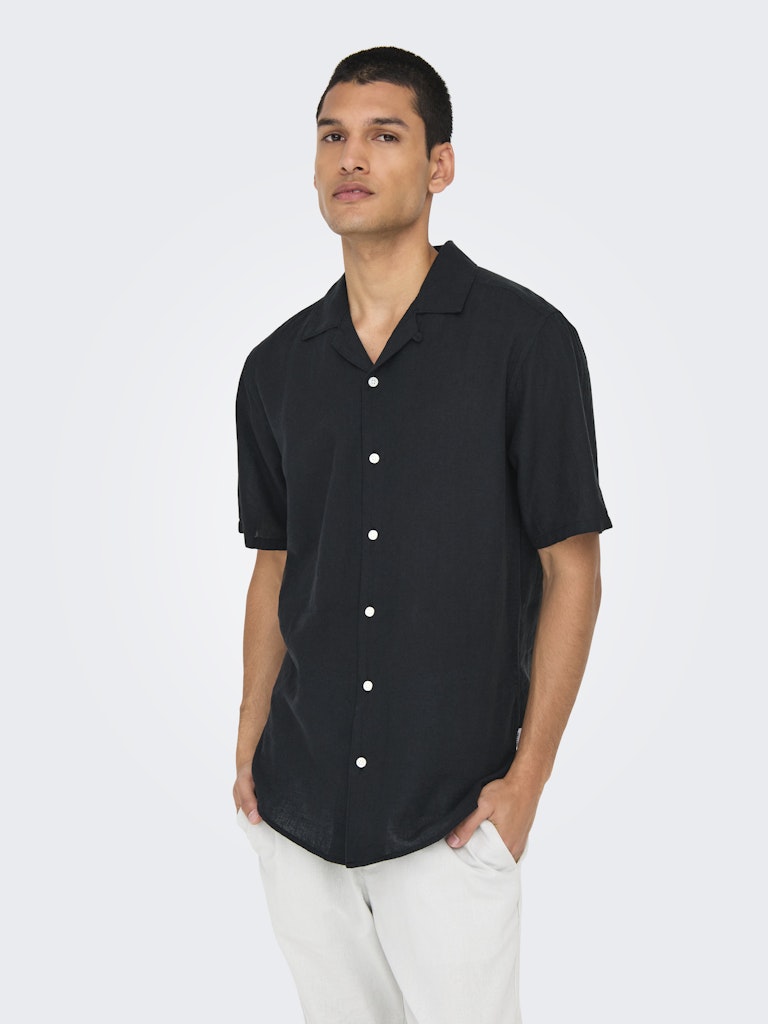 ONSCAIDEN LIFE SS SOLID RESORT LINEN - Black