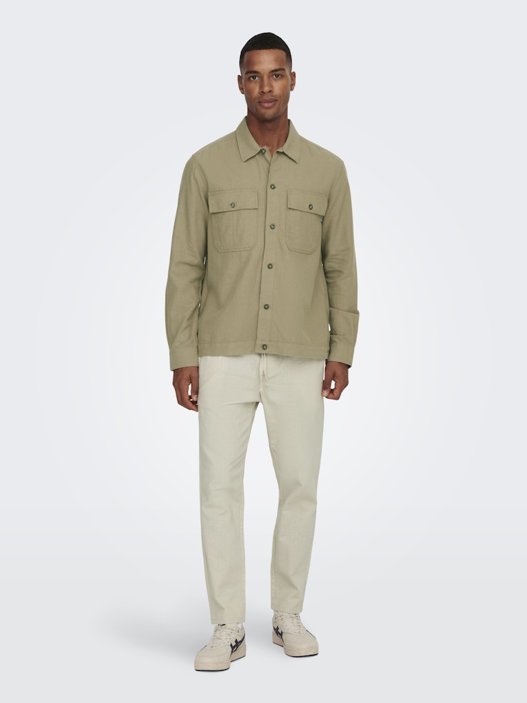 ONSLINUS CROP 0007 COT LIN PANT -Silver Lining
