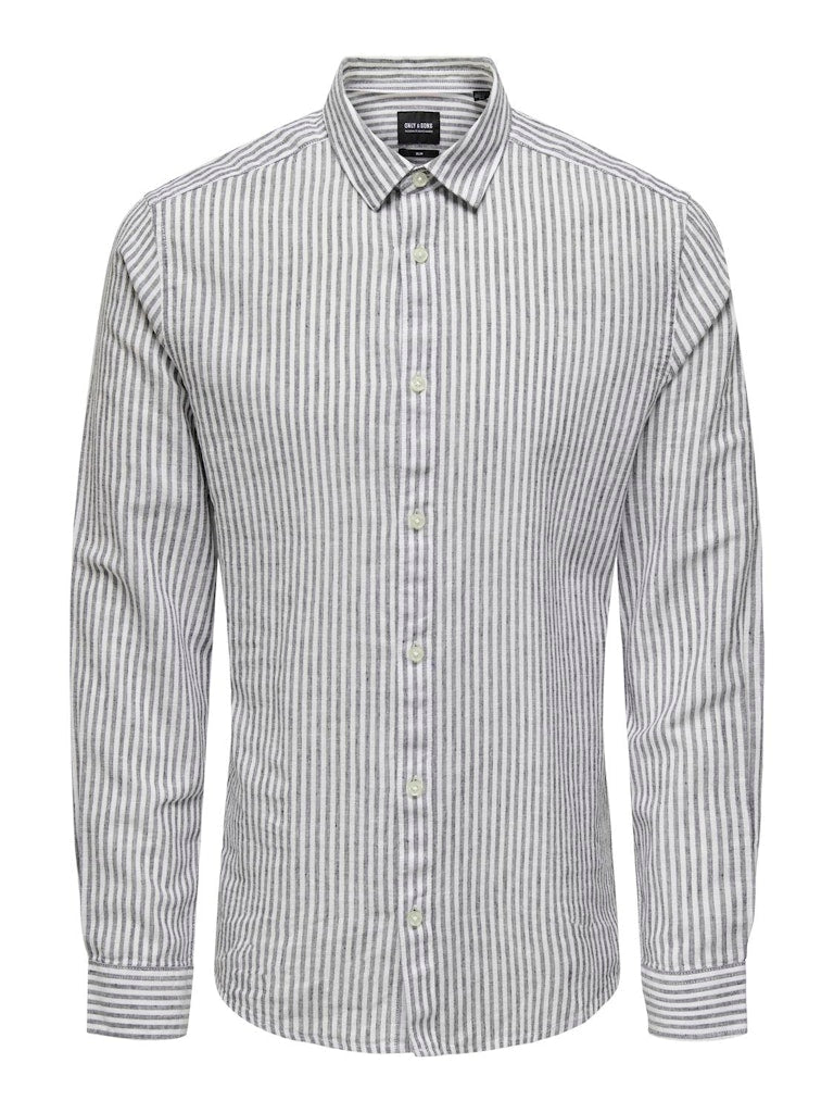 ONSCAIDEN LIFE LS STRIPE LINEN 660 - Dark Navy