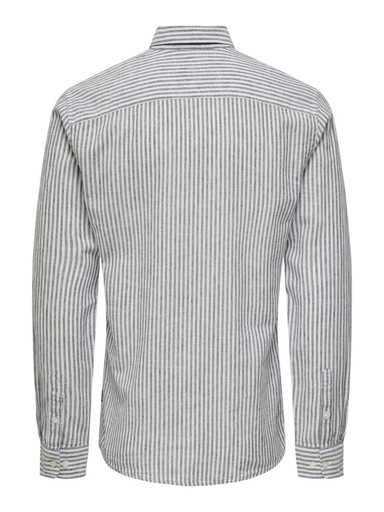 ONSCAIDEN LIFE LS STRIPE LINEN 660 - Dark Navy