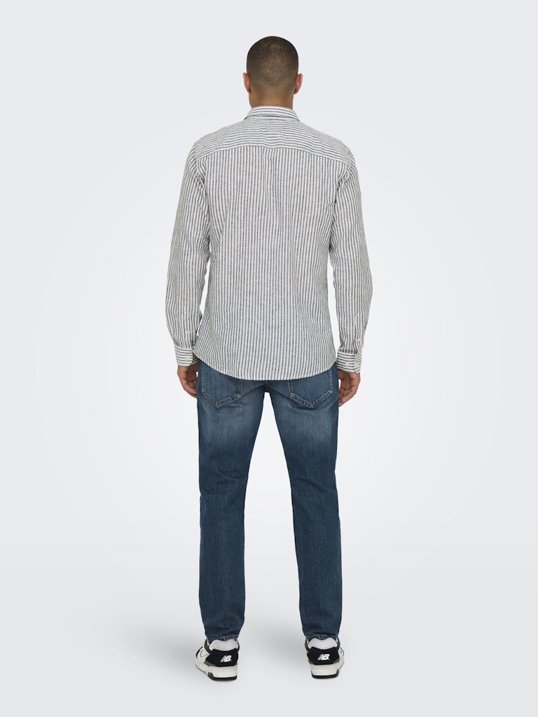 ONSCAIDEN LIFE LS STRIPE LINEN 660 - Dark Navy