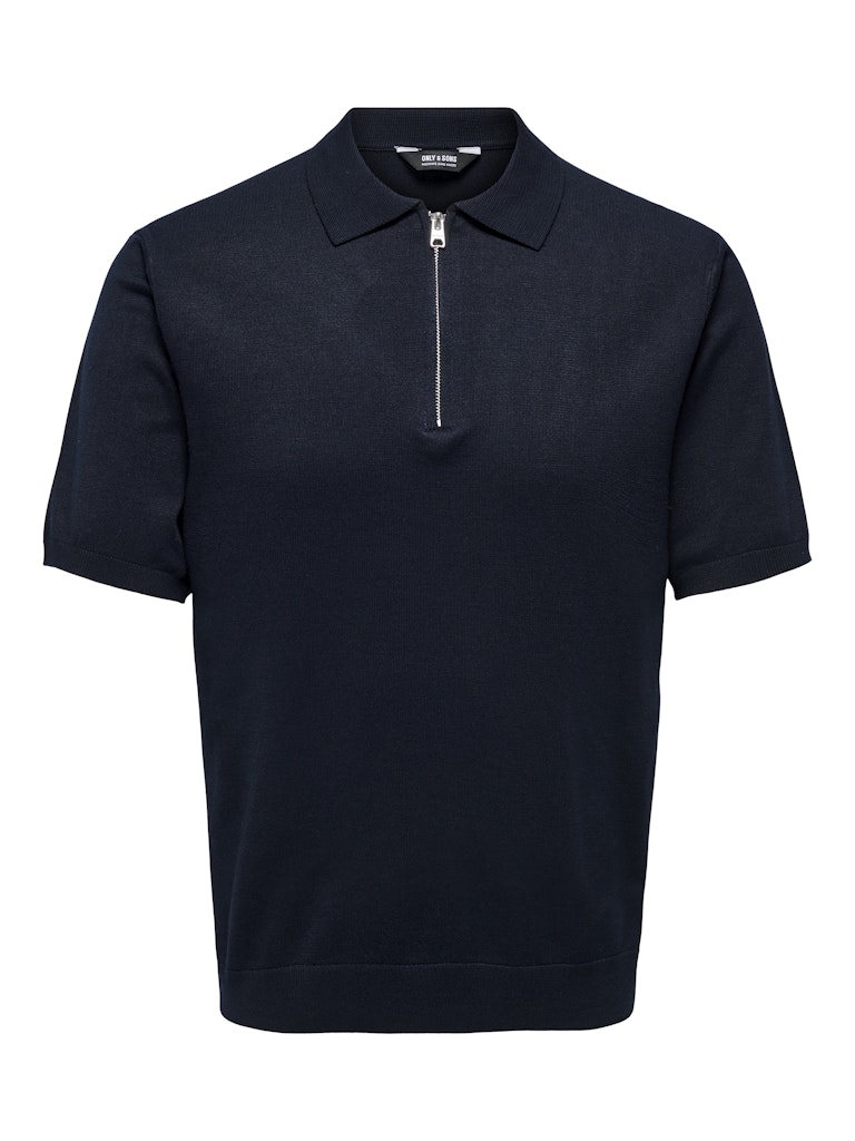 ONSWYLER LIFE REG 14 SS ZIP POLO KNIT - Dark Navy