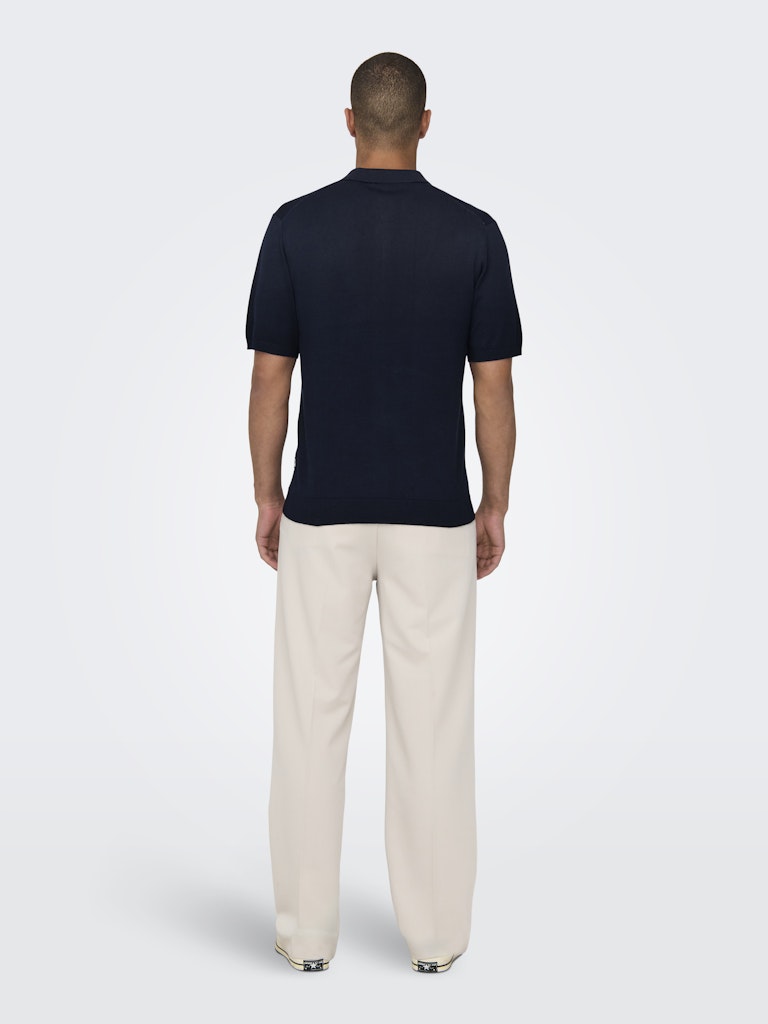 ONSWYLER LIFE REG 14 SS ZIP POLO KNIT - Dark Navy