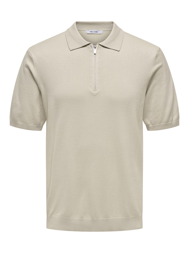 ONSWYLER LIFE REG 14 SS ZIP POLO KNIT - Silver Lining