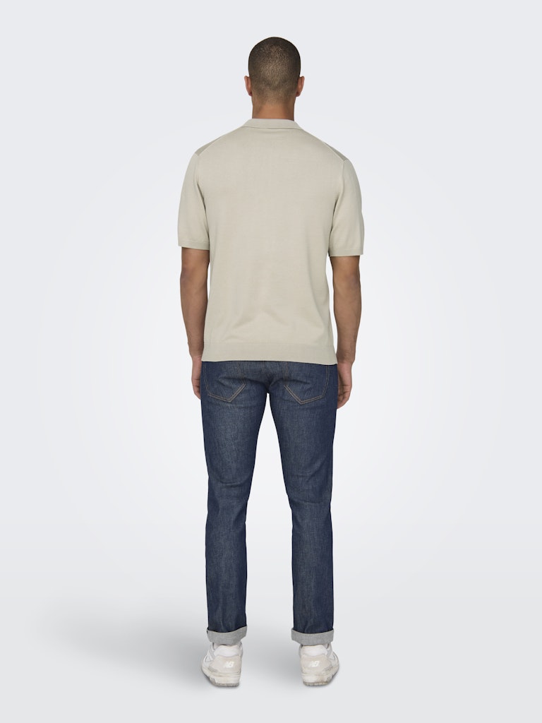 ONSWYLER LIFE REG 14 SS ZIP POLO KNIT - Silver Lining