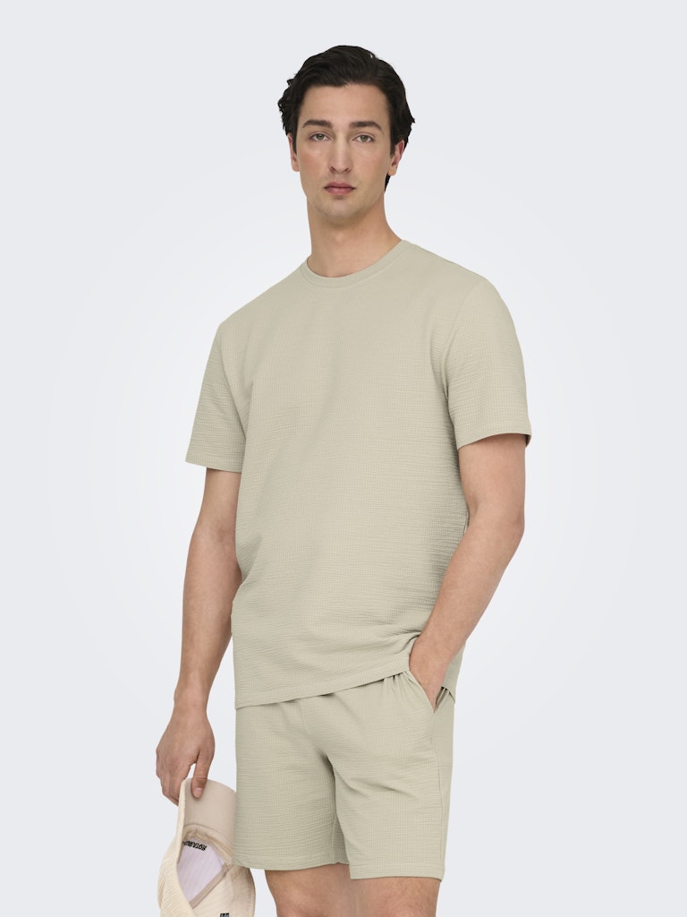 ONSKIAN LIFE REG SEERSUCKER SS TEE - Silver Lining