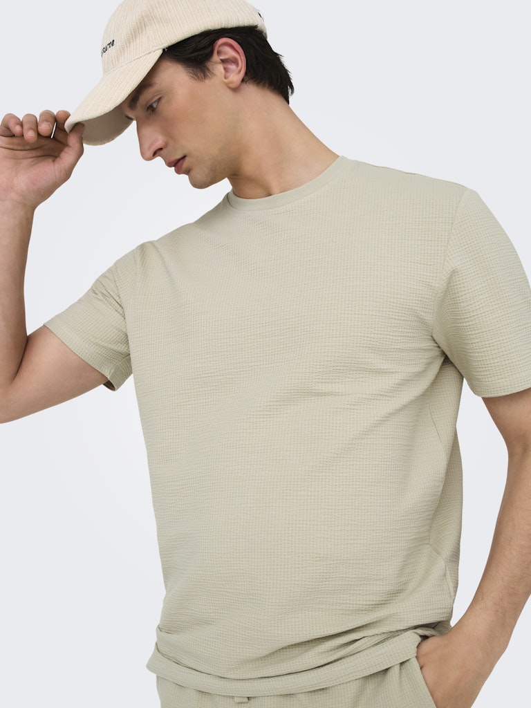 ONSKIAN LIFE REG SEERSUCKER SS TEE - Silver Lining