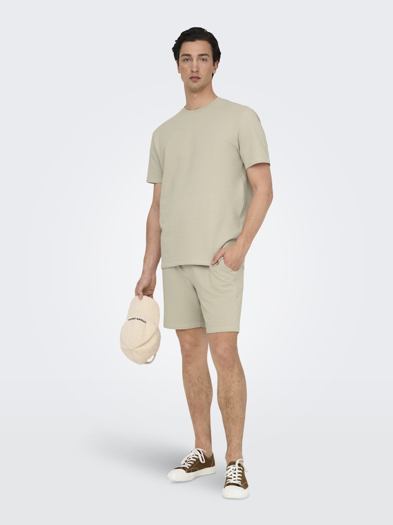 ONSKIAN LIFE REG SEERSUCKER SS TEE - Silver Lining