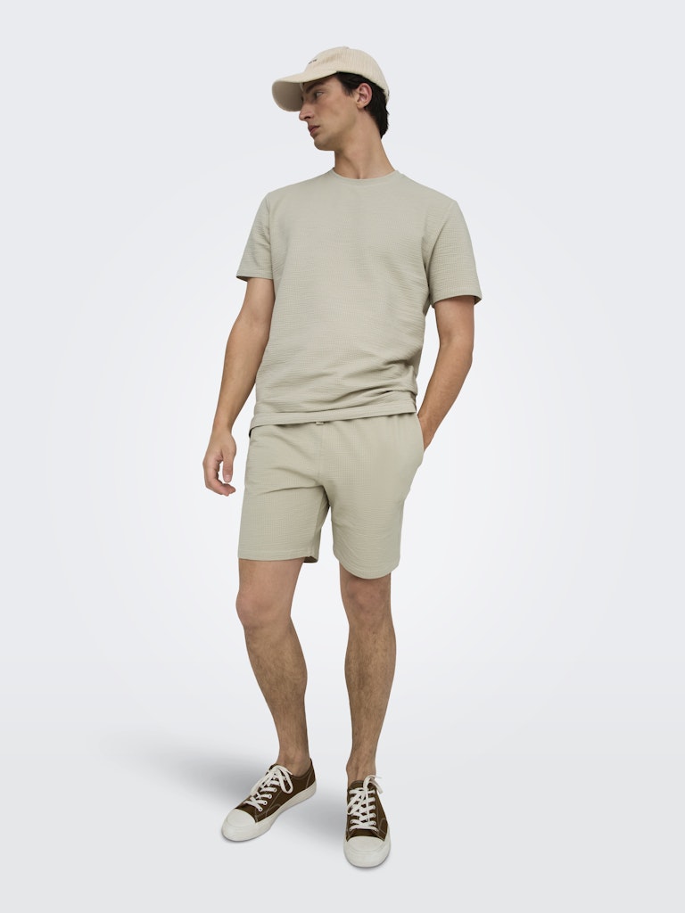 ONSKIAN REG SEERSUCKER SHORTS - Silver Lining