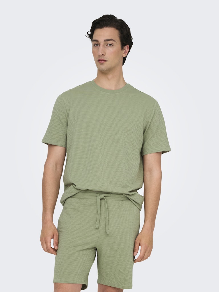 ONSKIAN LIFE REG SEERSUCKER SS TEE - Seagrass