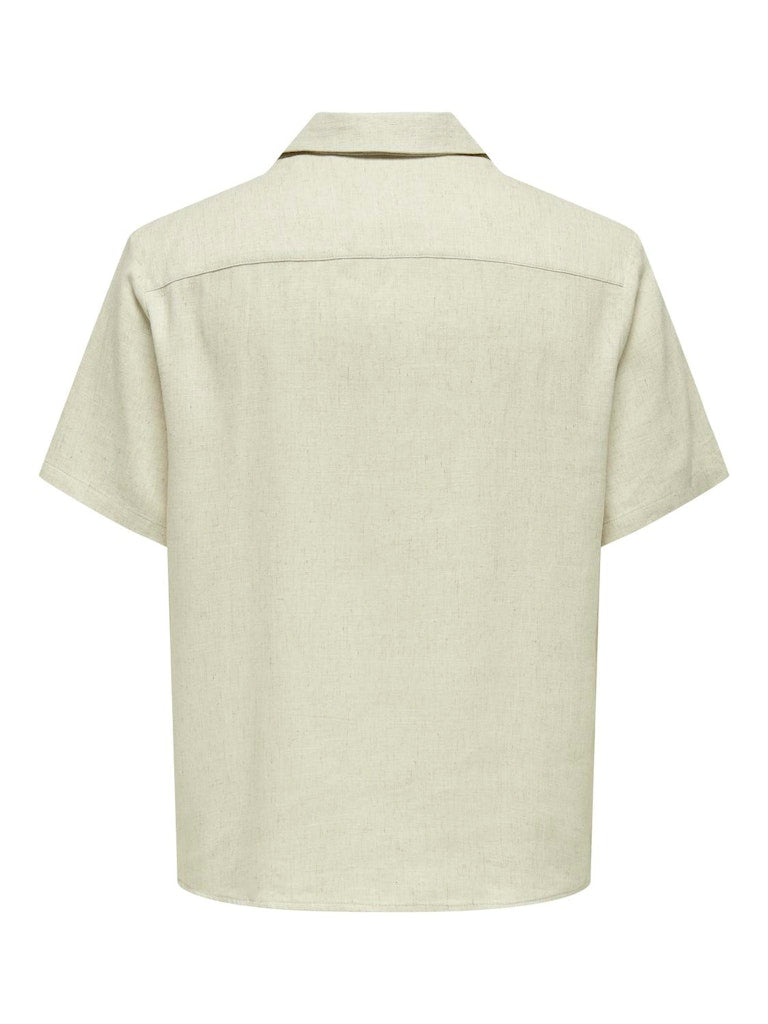 ONSKARI RESORT SS SHIRT VISC LIN 0075 - Oatmeal