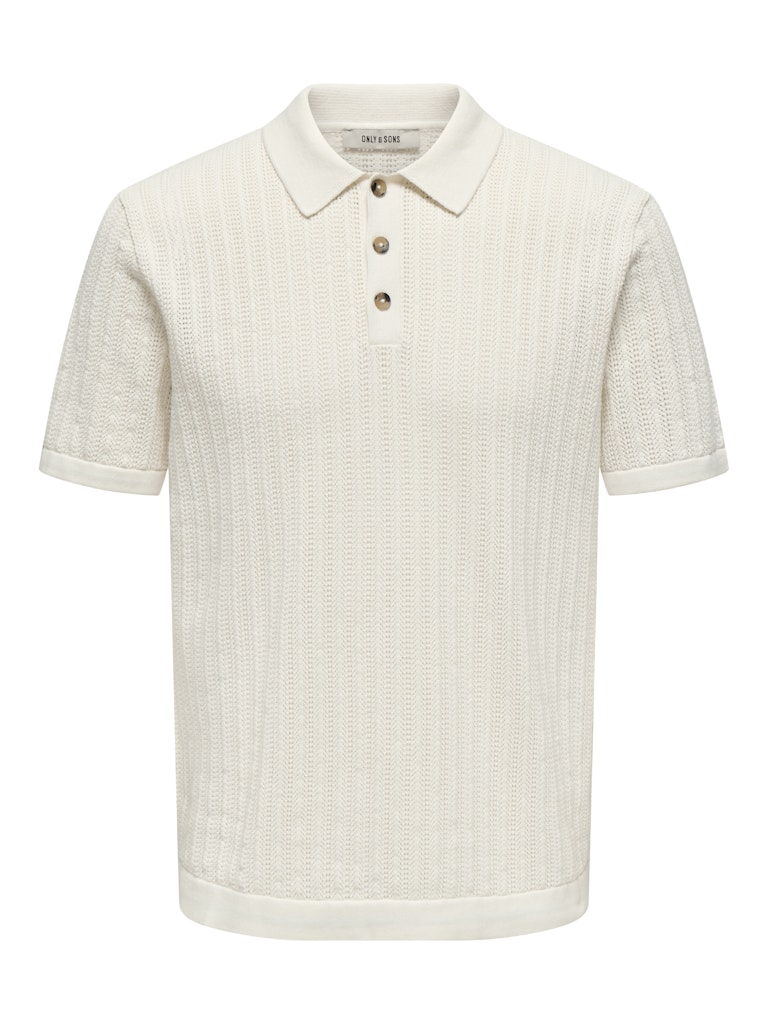 ONSMOON REG 12 SS POLO KNIT - Egret