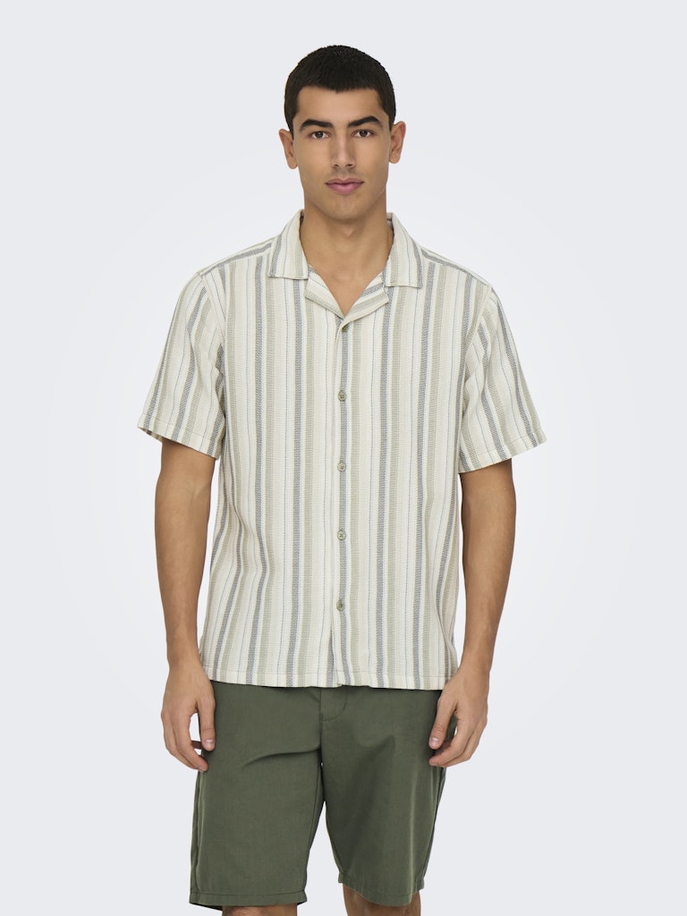 ONSTREV LIFE REG STRIPE SS SHIRT - Seagrass