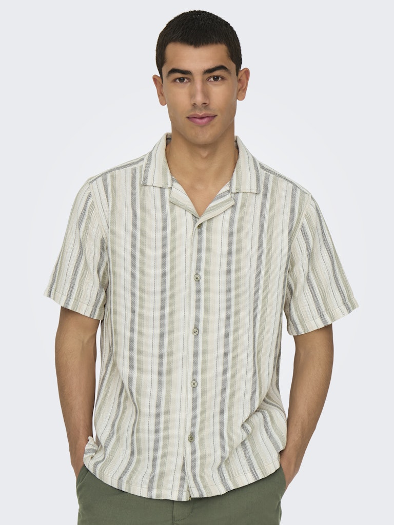 ONSTREV LIFE REG STRIPE SS SHIRT - Seagrass