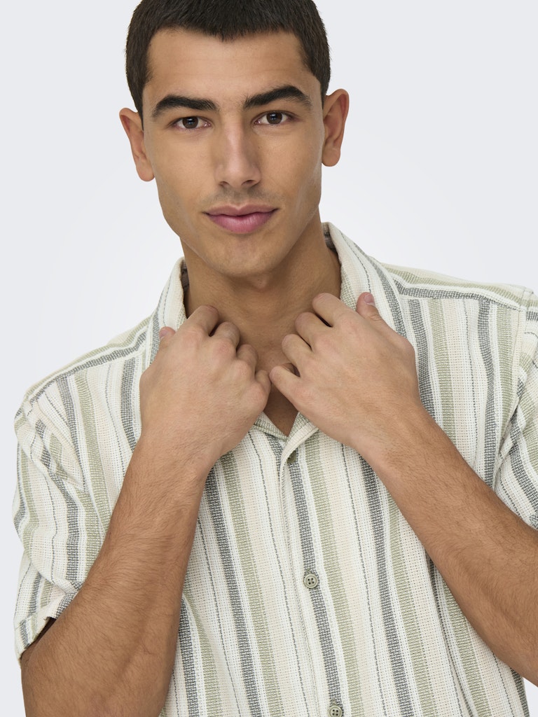 ONSTREV LIFE REG STRIPE SS SHIRT - Seagrass