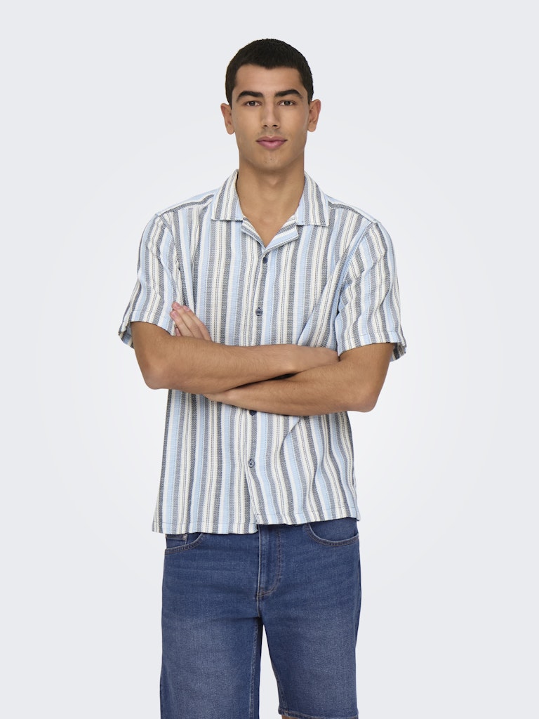 ONSTREV LIFE REG STRIPE SS SHIRT - Vintage Indigo