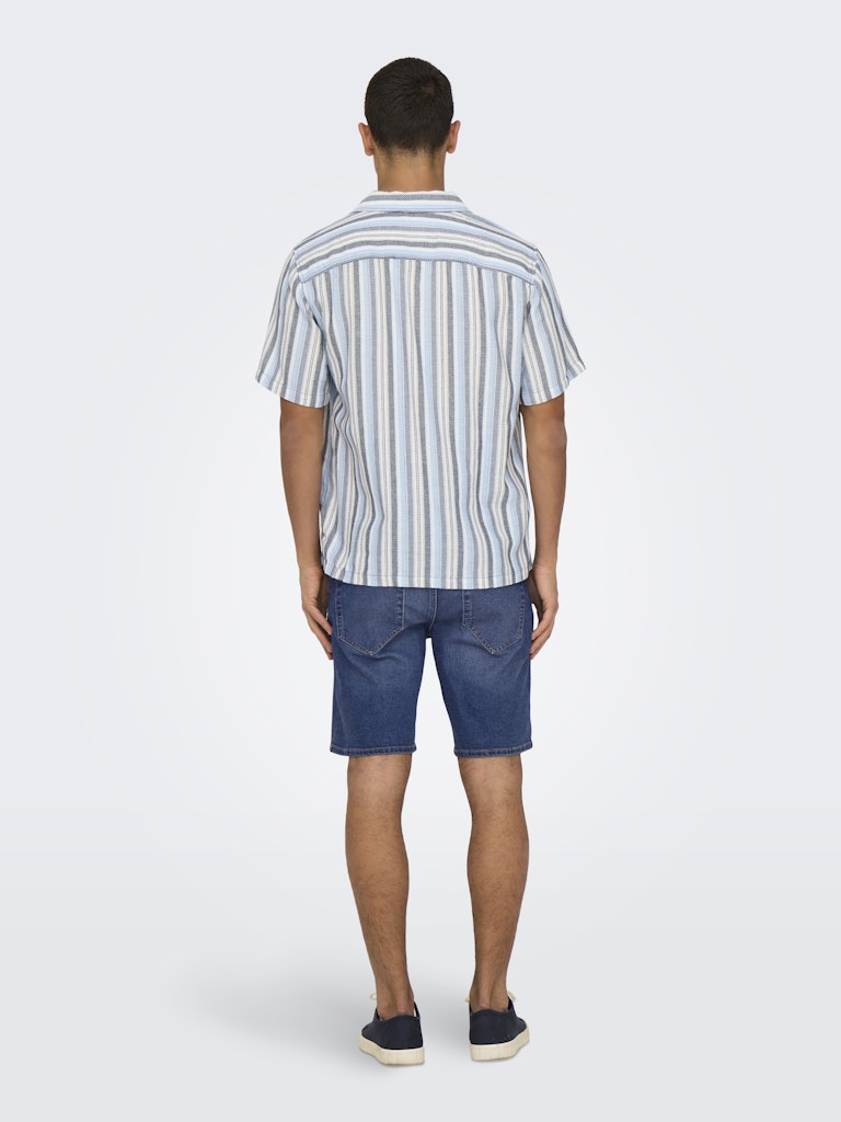 ONSTREV LIFE REG STRIPE SS SHIRT - Vintage Indigo