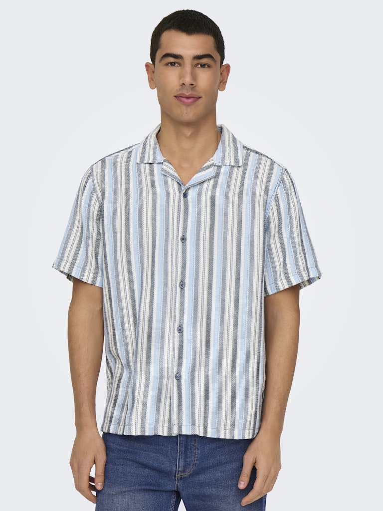 ONSTREV LIFE REG STRIPE SS SHIRT - Vintage Indigo
