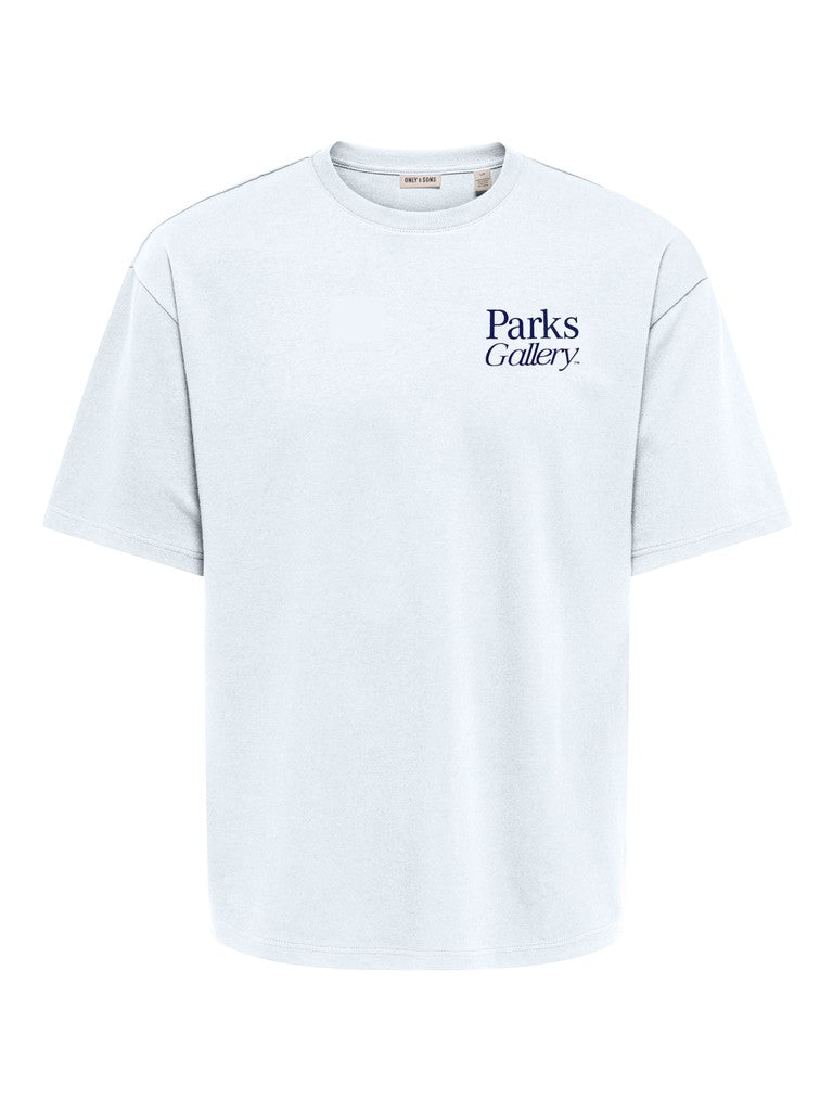 ONSPARKS GALLERY AIR BOXY SS TEE - Bright White/Royal Blue Print