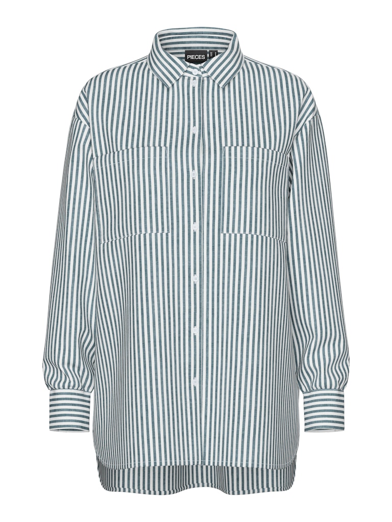 PCMELIA LS LOOSE SHIRT - Bright White/Castor Gray
