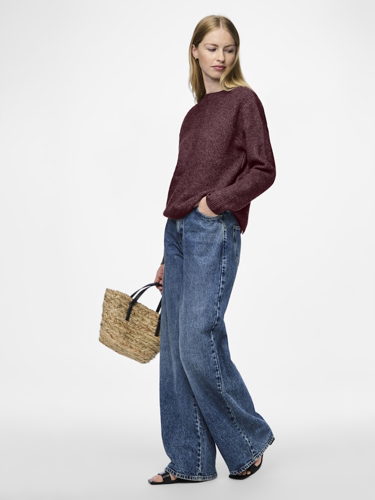 PCSILLY LS REV TIE KNIT - Tawny Port