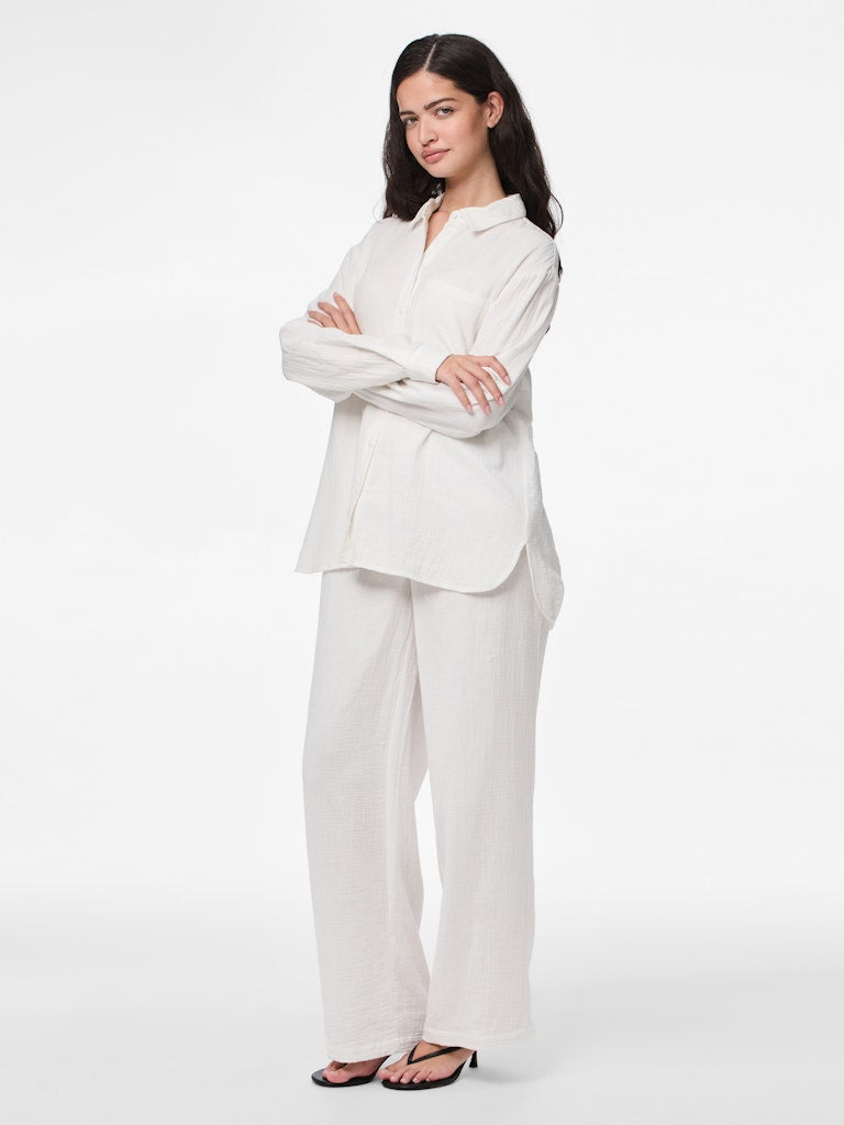 PCSASTINA HW WIDE PANTS - Cloud Dancer