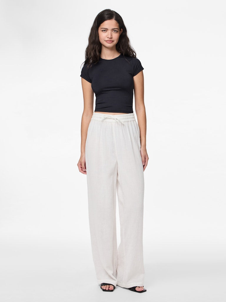 PCSASTINA HW WIDE PANTS - Cloud Dancer