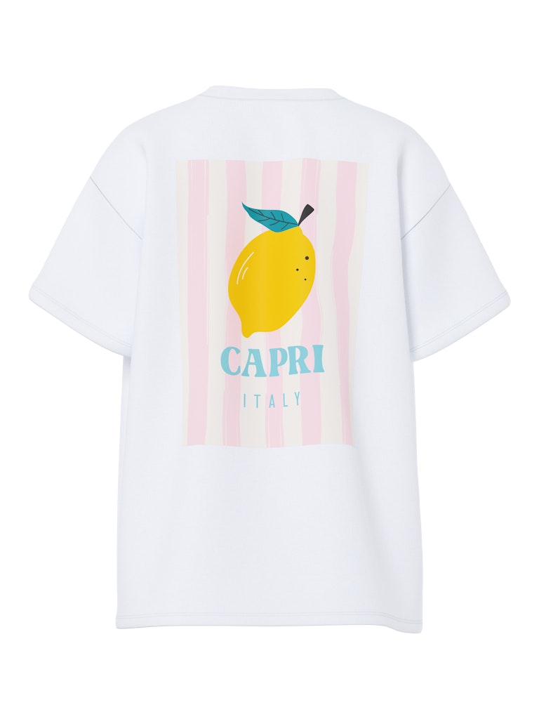 PCALIFI SS OVERSIZE TEE - Bright White/Capri