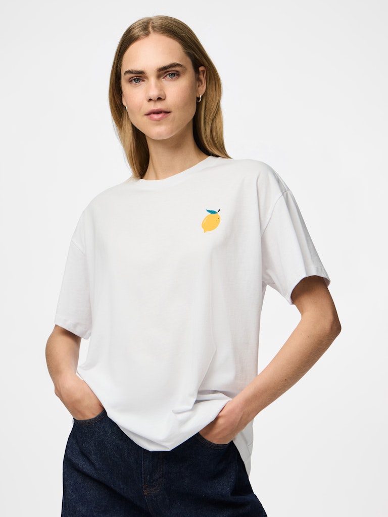 PCALIFI SS OVERSIZE TEE - Bright White/Capri