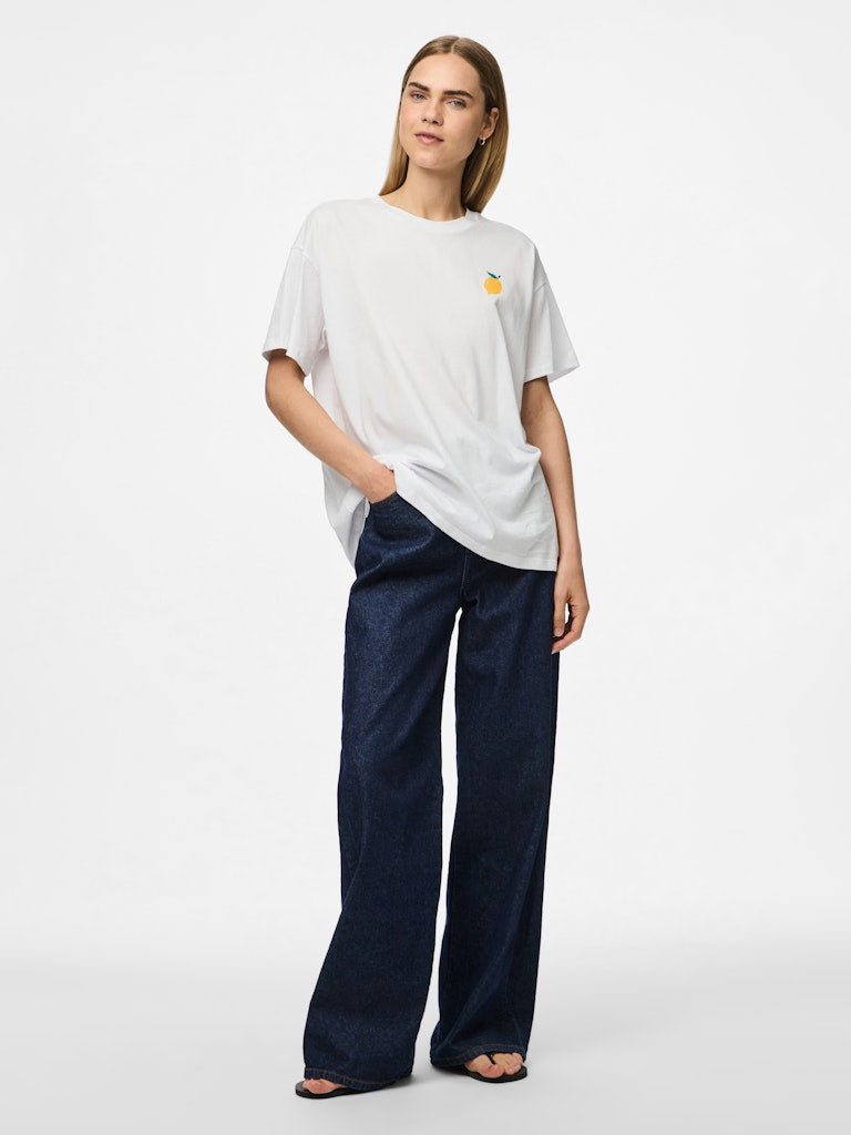 PCALIFI SS OVERSIZE TEE - Bright White/Capri
