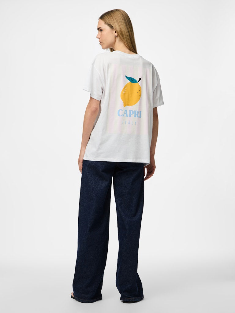 PCALIFI SS OVERSIZE TEE - Bright White/Capri