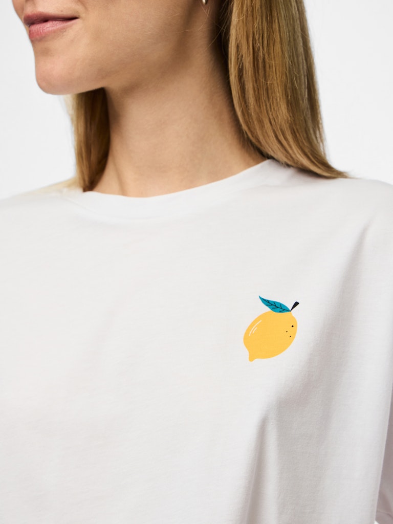 PCALIFI SS OVERSIZE TEE - Bright White/Capri