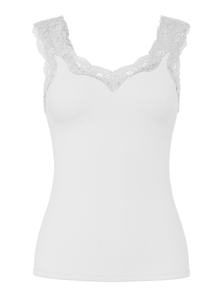 PCBARBERA LACE TOP - Bright White