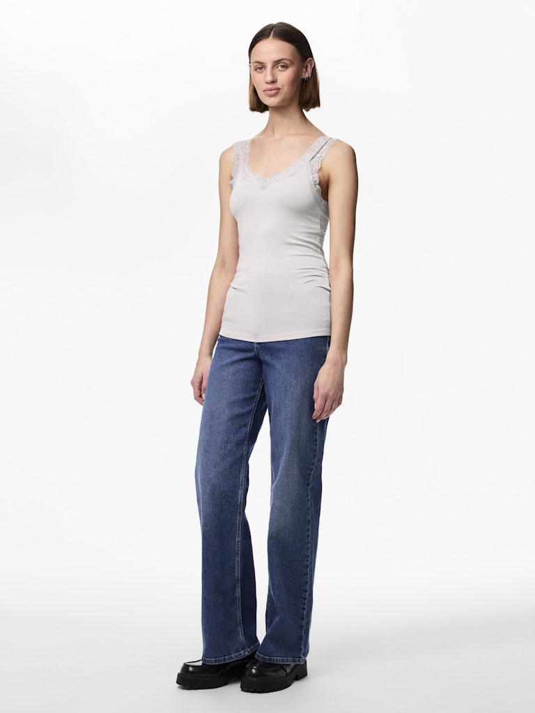 PCBARBERA LACE TOP - Bright White