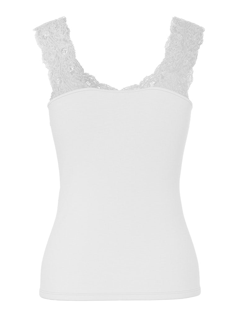 PCBARBERA LACE TOP - Bright White