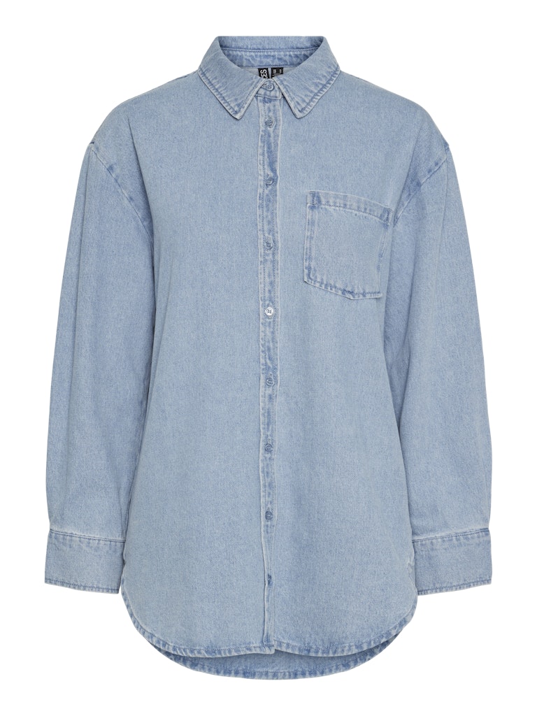 PCMAISIE LS DENIM SHIRT - Light Blue Denim