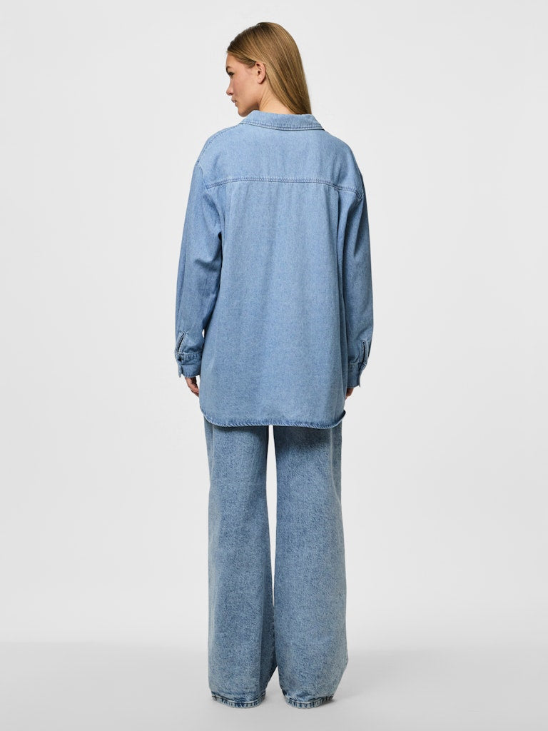 PCMAISIE LS DENIM SHIRT - Light Blue Denim