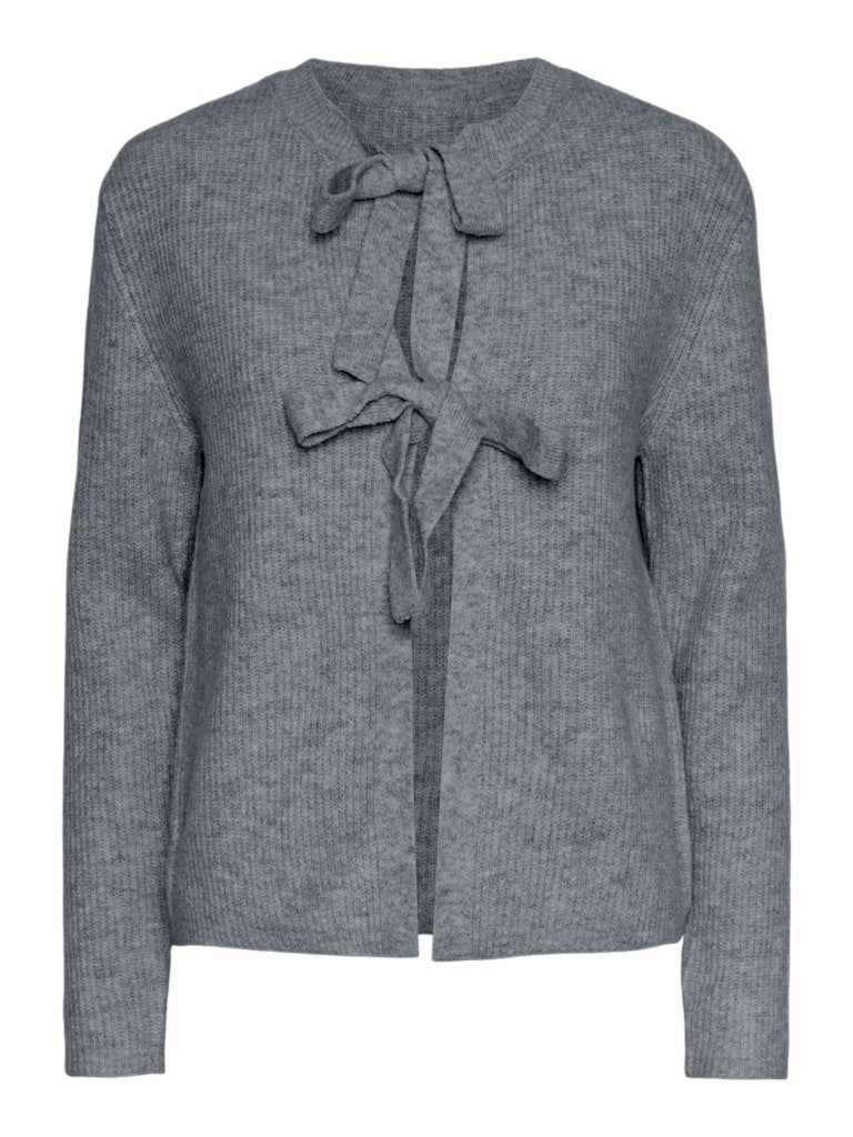 PCSILLY LS REV TIE KNIT - Medium Grey Melange