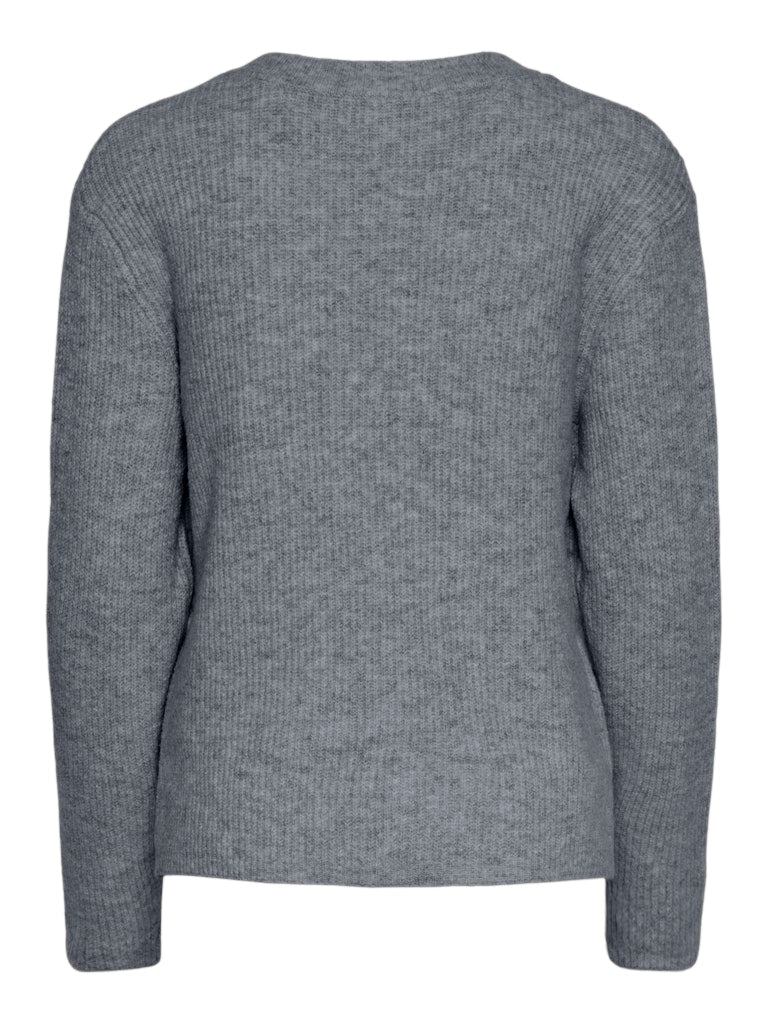 PCSILLY LS REV TIE KNIT - Medium Grey Melange
