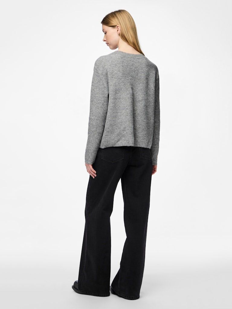 PCSILLY LS REV TIE KNIT - Medium Grey Melange