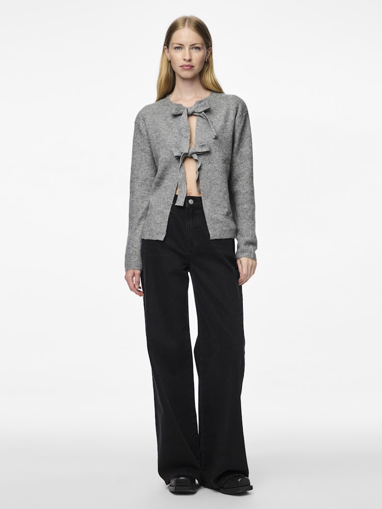 PCSILLY LS REV TIE KNIT - Medium Grey Melange