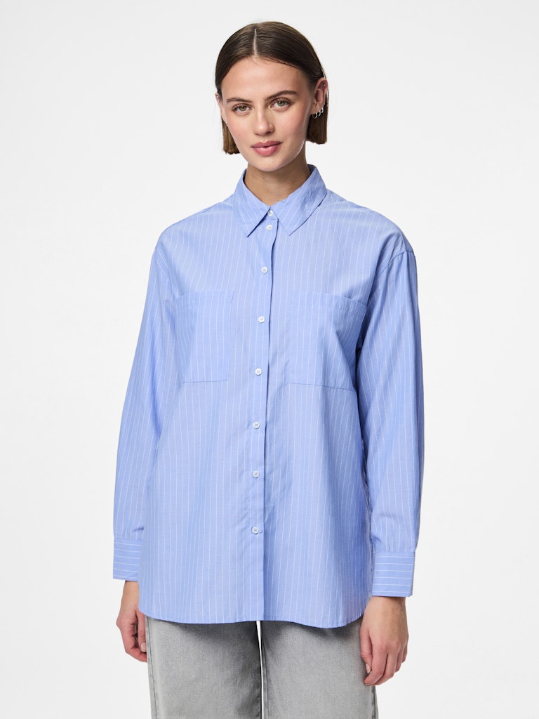 PCMELIA LS LOOSE SHIRT - Blue/White