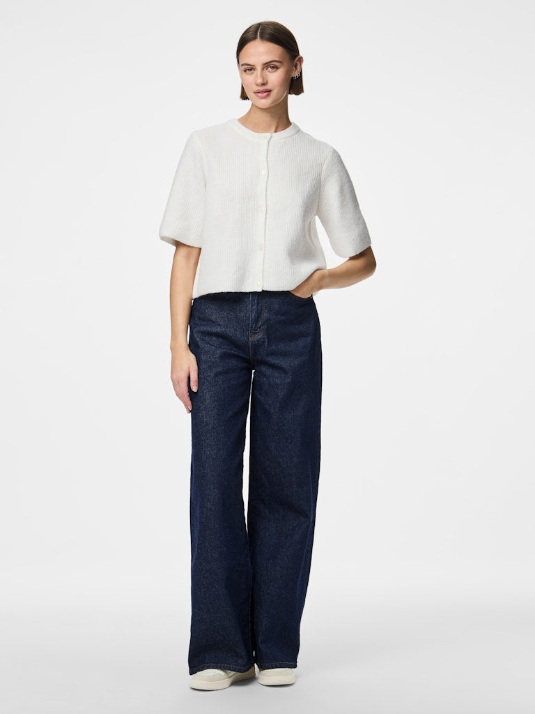 PCSILLY SS O-NECK KNIT CARDIGAN - Cloud Dancer