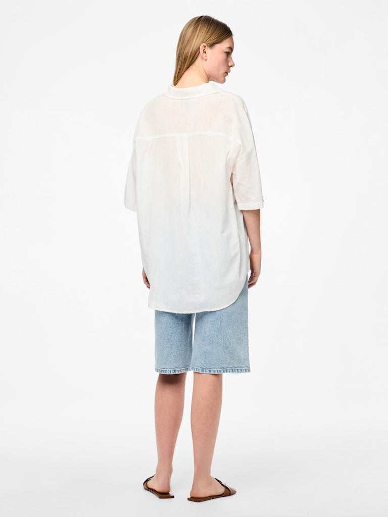 PCSATINKA 2/4 SHIRT - Cloud Dancer