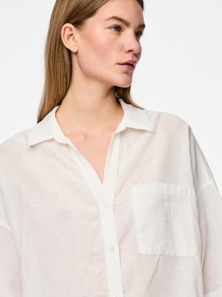 PCSATINKA 2/4 SHIRT - Cloud Dancer
