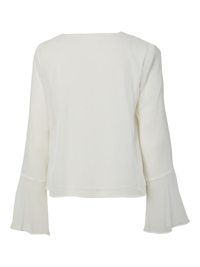 PCJASMIN LS V-NECK TOP - Cocunut Milk