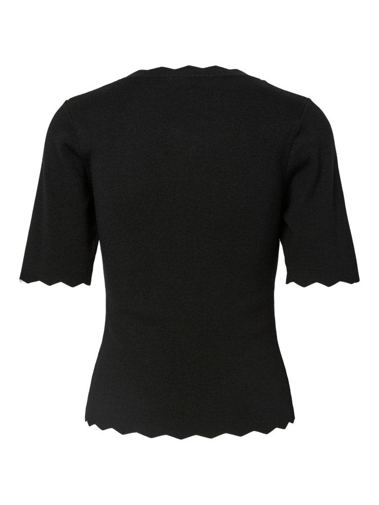 PCJULINE SS V-NECK KNIT - Black